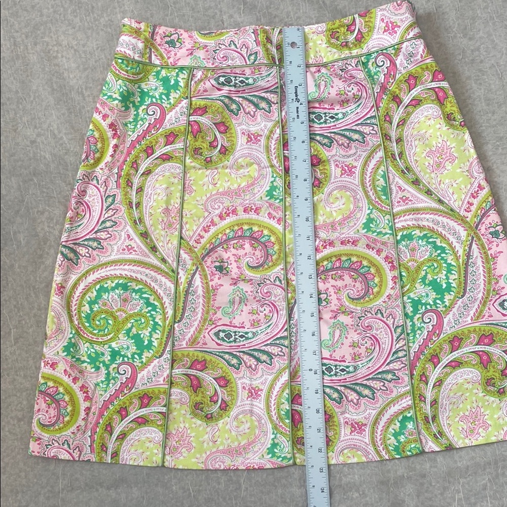 Chadwick’s Pink & Green Paisley Knee-Length A-Line Skirt. Size 12 - Picture 9 of 12